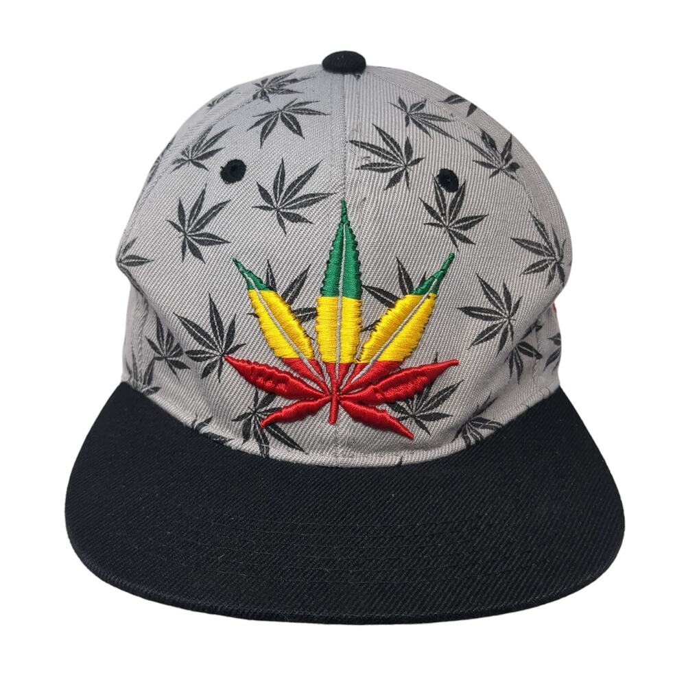 Marijuana Cannabis Snapback Hat Multicolor One Size Embroidered Leader